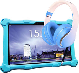 AngelTech Kinderpakket XL - Kindertablet XL + Kinderkoptelefoon - In Bol Sterrenreview 2024 - Combipakket - Blauw