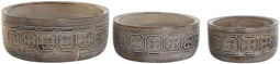 Middenstuk DKD Home Decor Wit Natuurlijk Indiaas 30,5 x 30,5 x 12,7 cm (3 Onderdelen)
