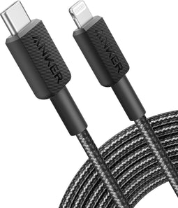 Anker 322-USB-C-naar-Lightningkabel (zwart, 300 cm) - MFi-gecertificeerd - snellaadkabel voor iPhone 14 Plus, 14, 14 Pro Max, 13, 13 Pro, 12, 11 X, XS, XR (oplader niet inbegrepen)