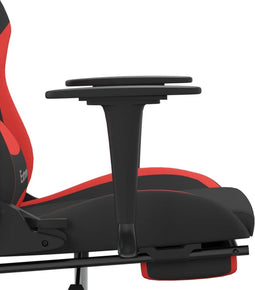 vidaXL - Gamestoel - met - voetensteun - stof - zwart - en - rood