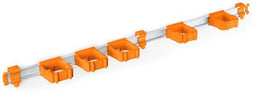 Toolflex One Bezemhouder - Ophangsysteem voor gereedschap - Aluminium rail 94 cm - 5 houders - Oranje