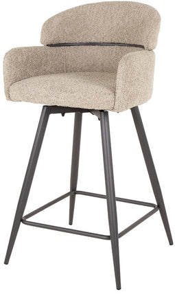 AnLi Style Barstoel draaibaar boucle ronde rug - Bouclé zandkleur