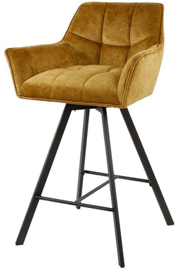 AnLi Style Barstoel raster draaibaar - goudkleurig velours