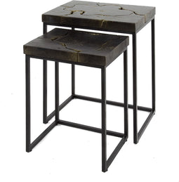 AnLi Style Bijzettafelset/2 rechthoekig black and gold