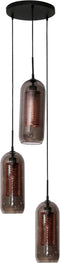 AnLi Style Hanglamp 3L getrapt smoke glas-geperforeerd staal
