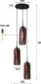 AnLi Style Hanglamp 3L getrapt smoke glas-geperforeerd staal