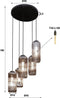 AnLi Style Hanglamp 5L getrapt cilinder rib smoke