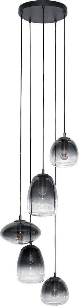 AnLi Style Hanglamp 5L getrapt mix glass shaded