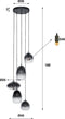 AnLi Style Hanglamp 5L getrapt mix glass shaded