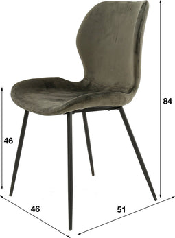 AnLi Style Stoel velvet ronde buis - antraciet velours