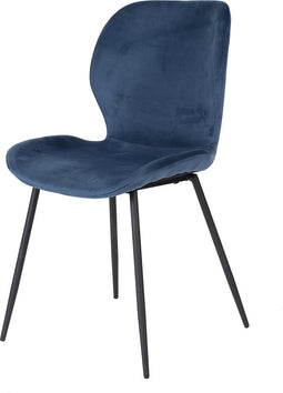 AnLi Style Stoel velvet ronde buis - blauw velours
