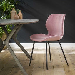 AnLi Style Stoel velvet ronde buis - roze velours