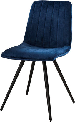 AnLi Style Stoel velvet straight stitch - blauw velours