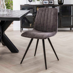 AnLi Style Stoel velvet straight stitch - grijs velours