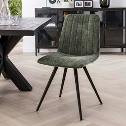 AnLi Style Stoel velvet straight stitch - mosgroen velours