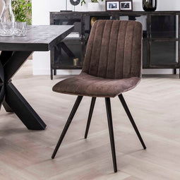 AnLi Style Stoel velvet straight stitch - taupe velours