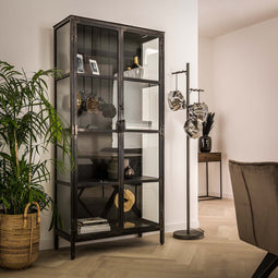 AnLi Style Vitrinekast Rift metal 2 deuren
