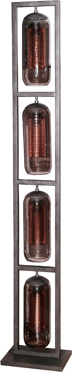 AnLi Style Vloerlamp 4L tower smoke glas-geperforeerd staal