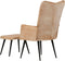vidaXL Fauteuil met voetensteun canvas crèmekleurig