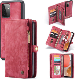 Caseme - vintage 2 in 1 portemonnee hoes - Geschikt voor Samsung Galaxy A72 - Rood