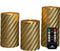 Anna Collection LED kaarsen/stompkaarsen set - 3x st - goud - swirl - afstandsbediening