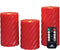 Anna Collection LED kaarsen/stompkaarsen set - 3x st - rood - swirl - afstandsbediening