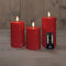 Anna Collection LED kaarsen/stompkaarsen set - 3x st - rood - swirl - afstandsbediening