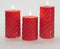 Anna Collection LED kaarsen/stompkaarsen set - 3x st - rood - swirl - afstandsbediening