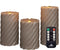 Anna Collection LED kaarsen/stompkaarsen set - 3x st - taupe grijs - swirl - afstandsbediening