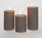 Anna Collection LED kaarsen/stompkaarsen set - 3x st - taupe grijs - swirl - afstandsbediening