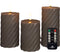 Anna Collection LED kaarsen/stompkaarsen set - 3x st - taupe grijs - swirl - afstandsbediening