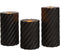 Anna Collection LED kaarsen/stompkaarsen set - 3x st - zwart - swirl - afstandsbediening