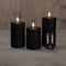 Anna Collection LED kaarsen/stompkaarsen set - 3x st - zwart - swirl - afstandsbediening