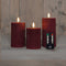 Anna Collection LED stompkaarsen - 3x - bordeaux rood - ribbel