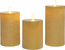 Anna Collection LED stompkaarsen - 3x - goud - ribbel
