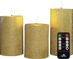 Anna Collection LED stompkaarsen - 3x - goud - ribbel