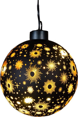 Anna Collection verlichte bal/kerstbal -glas - zwart- D10 cm - LED