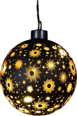 Anna Collection verlichte bal/kerstbal -glas - zwart- D12 cm - LED