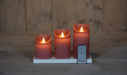 Anna's Collection - 3ST OPLAADBARE KAARS ANTIEK ROZE WAX RUSTIEK BE...