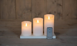 Anna's collection - 3ST OPLAADBARE KAARS WIT WAX RUSTIEK BEWEGENDE...