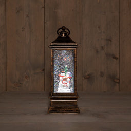 Anna's collection - B.O. Lantern With Snowman In Glitter Water Led...