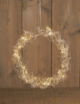 Anna's Collection - Batterijverlichting metalen krans 30 cm warm wit