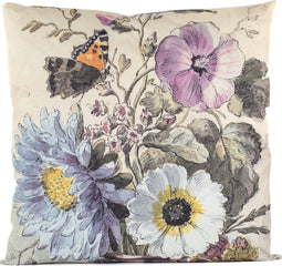 Anna's collection buitenkussen bloem - wit/paars - 60 x 60 cm - Water en UV bestendig