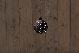 Anna's Collection - GLAS BAL ZWART MET STERREN 10CM /LED WARM WHITE...