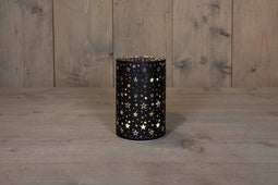 Anna's Collection - GLAS ZWART MET STERREN 10X15CM / LED WARM WIT 3XAA