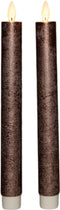 Anna's Collection LED dinerkaarsen - 2x st - brons - 23 cm - met afstandsbediening