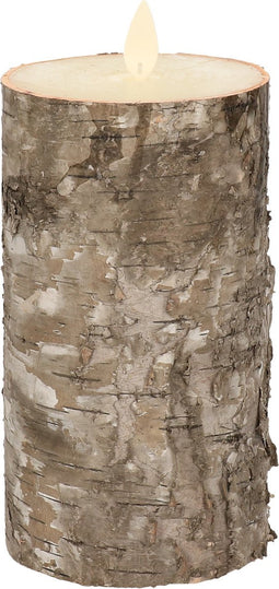 Anna's Collection Led kaars/stompkaars - berkenhout bruin - H15 x D7,5 cm - wax - bewegende vlam