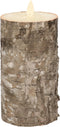 Anna's Collection Led kaars/stompkaars - berkenhout bruin - H15 x D7,5 cm - wax - bewegende vlam