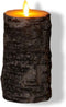 Anna's Collection Led kaars/stompkaars - berkenhout bruin - H15 x D7,5 cm - wax - bewegende vlam