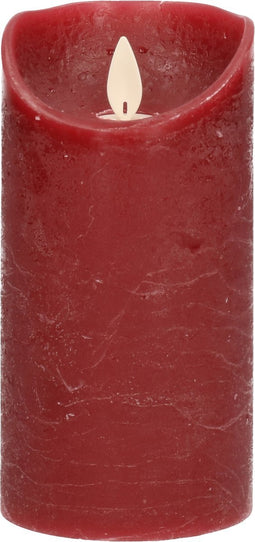 Anna's Collection Led kaars/stompkaars - bordeaux rood - H15 x D7,5 cm - wax - bewegende vlam